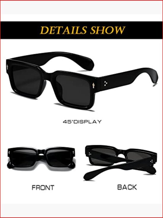Square Frame Sunglasses Unisex Chunky Rectangle UV400 Protection main image 6